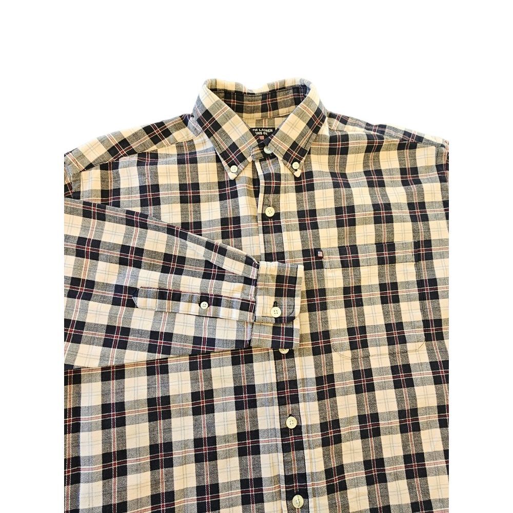 Ralph Lauren Jeans Co Shirt Mens Size Medium Cotton Plaid Button Up Heavy Duty - Picture 2 of 7